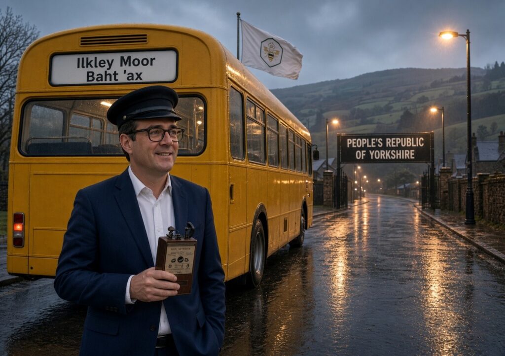 Burnham stops his bus enroute to Peoples Republic of Yorkshire